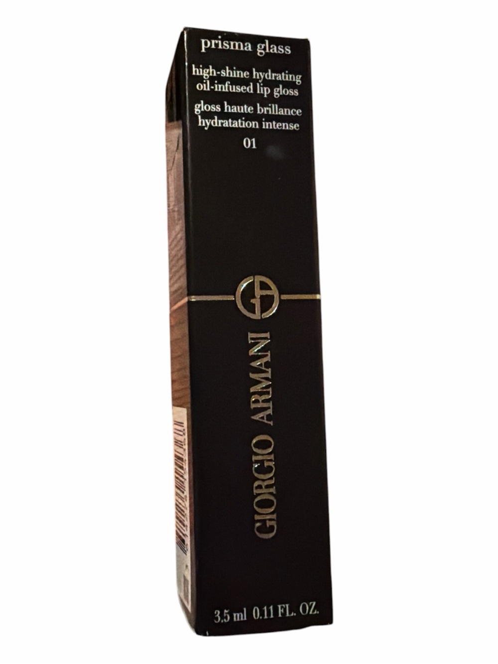 NIB Giorgio Armani Prisma Glass Lip Gloss 01 Clear Shine (Full Size)